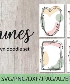 Hand Drawn Doodle Frame Set. Wreaths